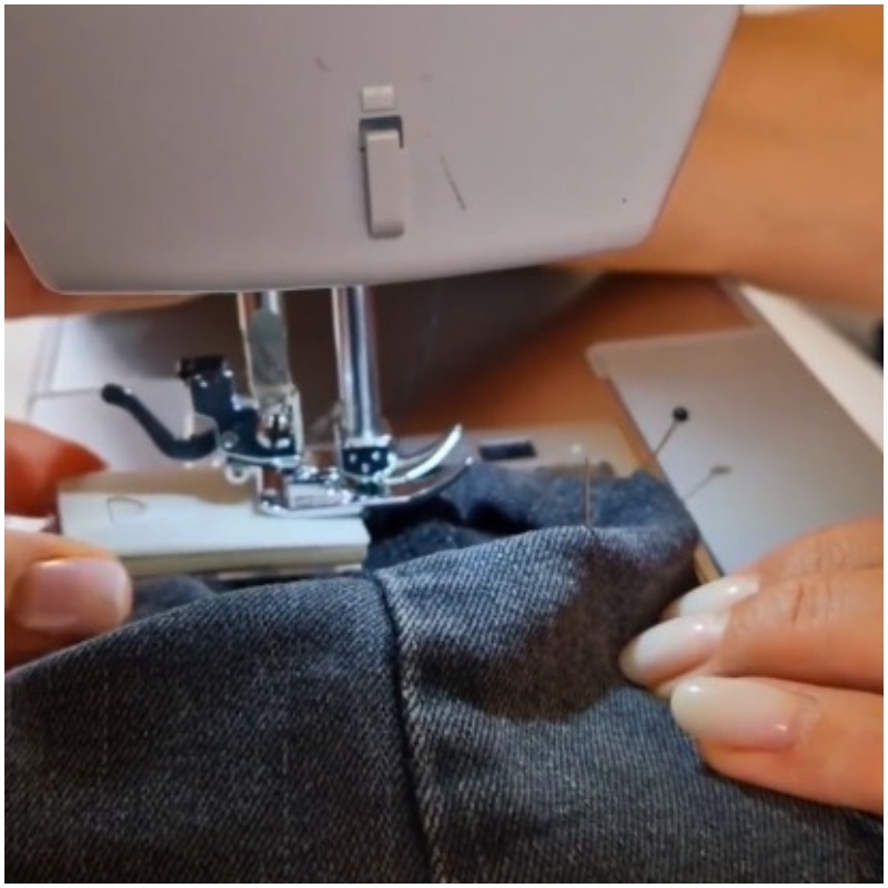 Use a Flat Object to Easily Sew Thick Hems | Instagram/@petraswonderland